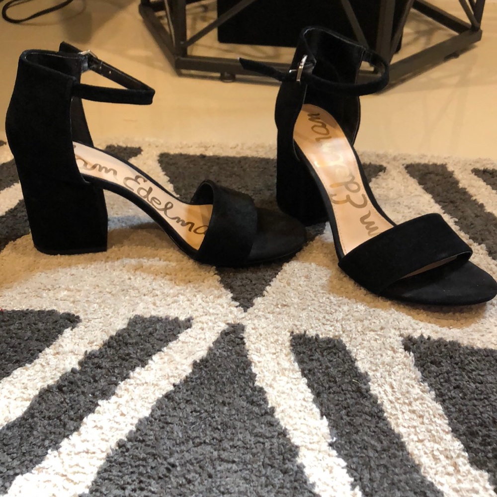 Sam Edelman black suede block heels